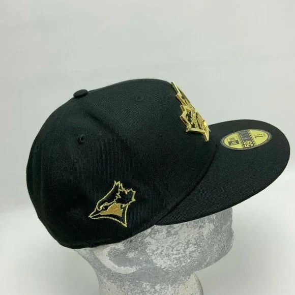 Men's New Era Cap MLB Toronto Blue Jays Black Gold Plate 59FIFTY Hat