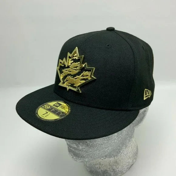 Men's New Era Cap MLB Toronto Blue Jays Black Gold Plate 59FIFTY Hat
