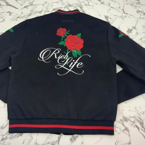 Men's Makobi Black | Red Rich Life Full Zip Jacket NWT