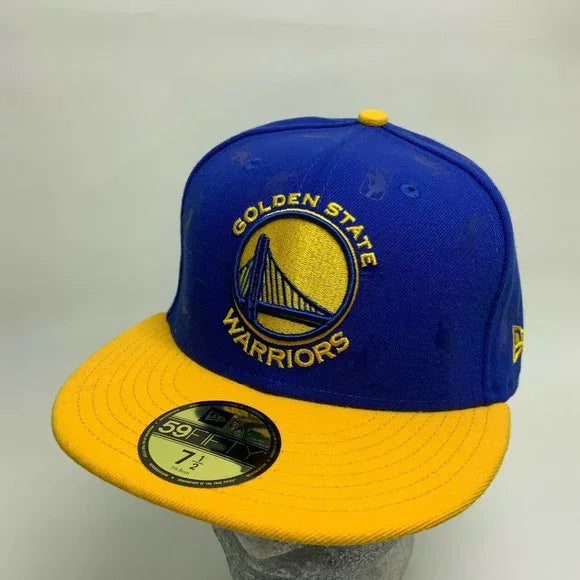Men's New Era Cap Royal Blue | Yellow Golden State Warriors 59FIFTY NBA All Over