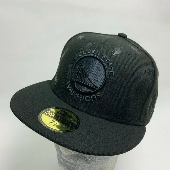Men's New Era Cap Black Golden State Warriors 59FIFTY NBA All Over NWT