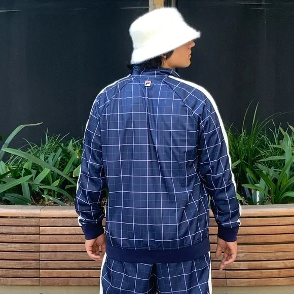 Men's Fila Navy | Teal | White Plaid Casual Tracksuits NWT