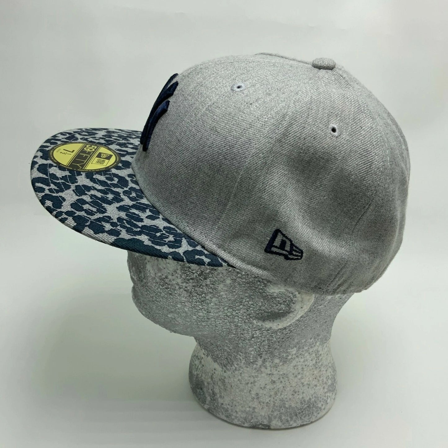 New Era Cap MLB NY Yankees Heather Grey Navy Leopard 59FIFTY Hat