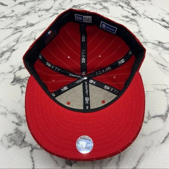 Men's New Era Cap Red | White Pinstripes LA Dodgers 59FIFTY MLB