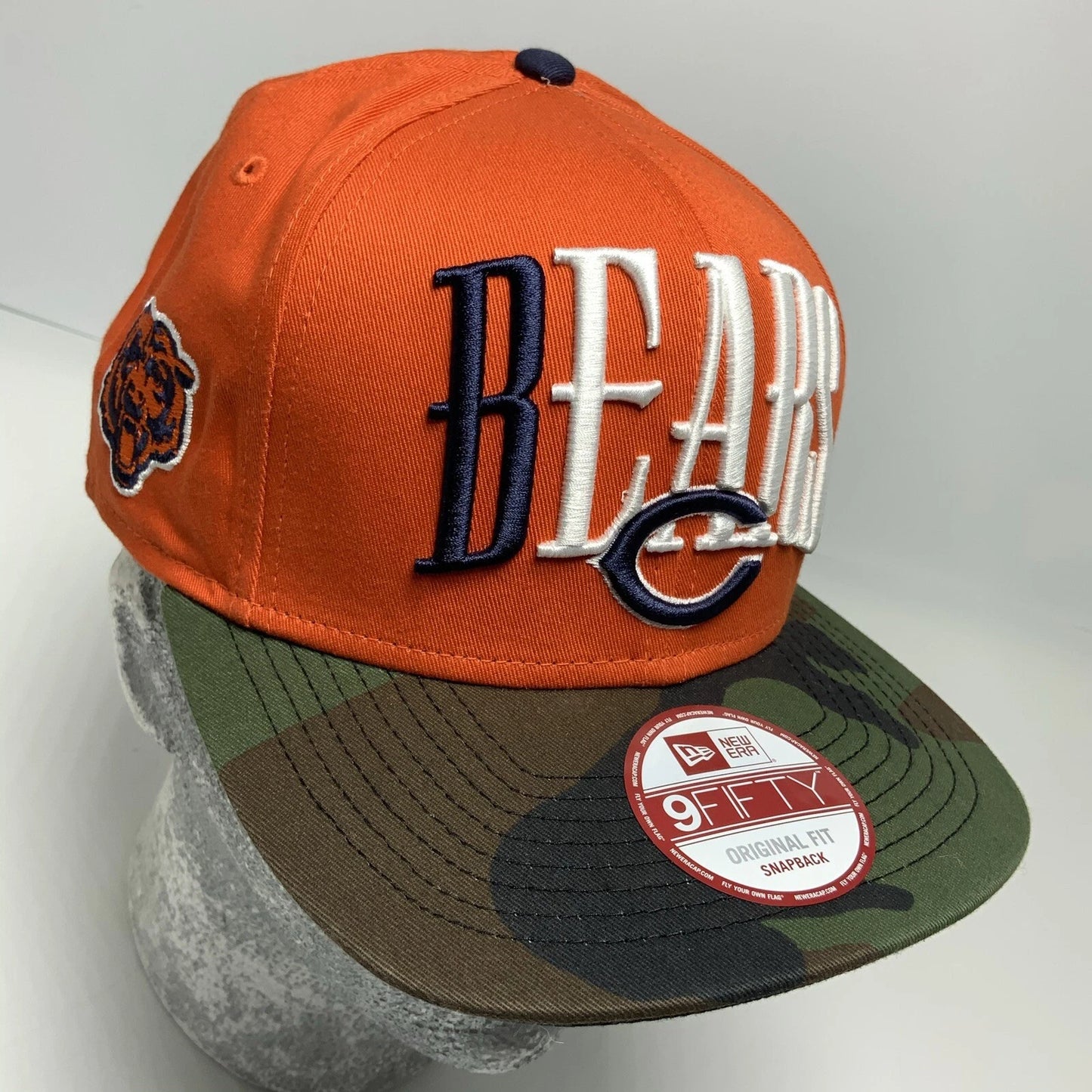 Men's New Era Cap NFL Chicago Bears Orange Camouflage 9FIFTY Snapback Hat