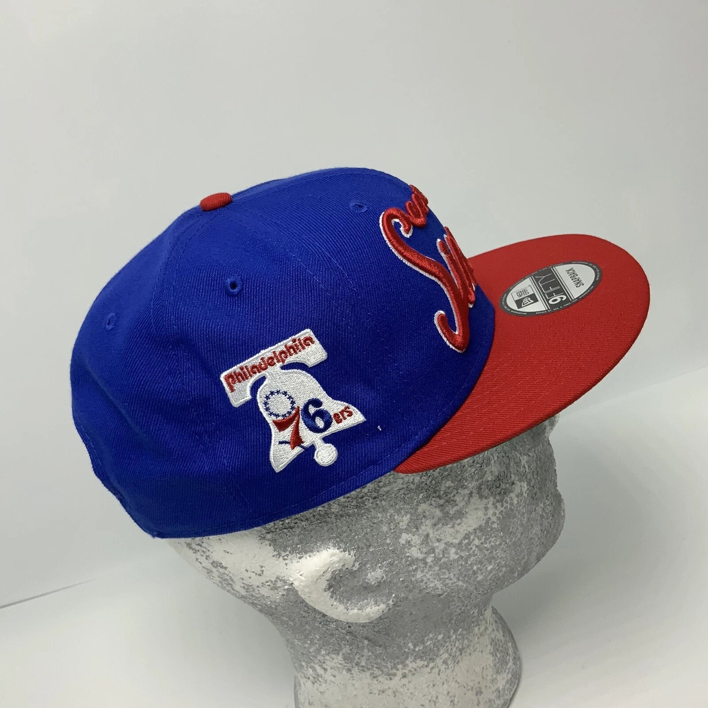 Men's New Era Cap NBA Philadelphia 76ers Royal Blue Red 9FIFTY Snapback Hat