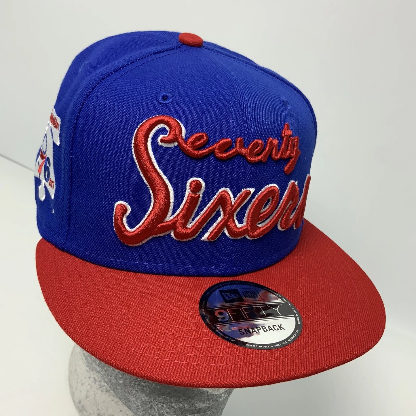 Men's New Era Cap NBA Philadelphia 76ers Royal Blue Red 9FIFTY Snapback Hat