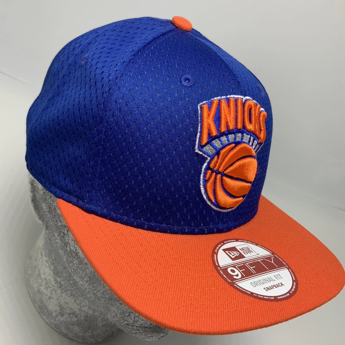 New Era Cap NBA NY Knicks Royal Blue Orange Mesh 9FIFTY Snapback Hat