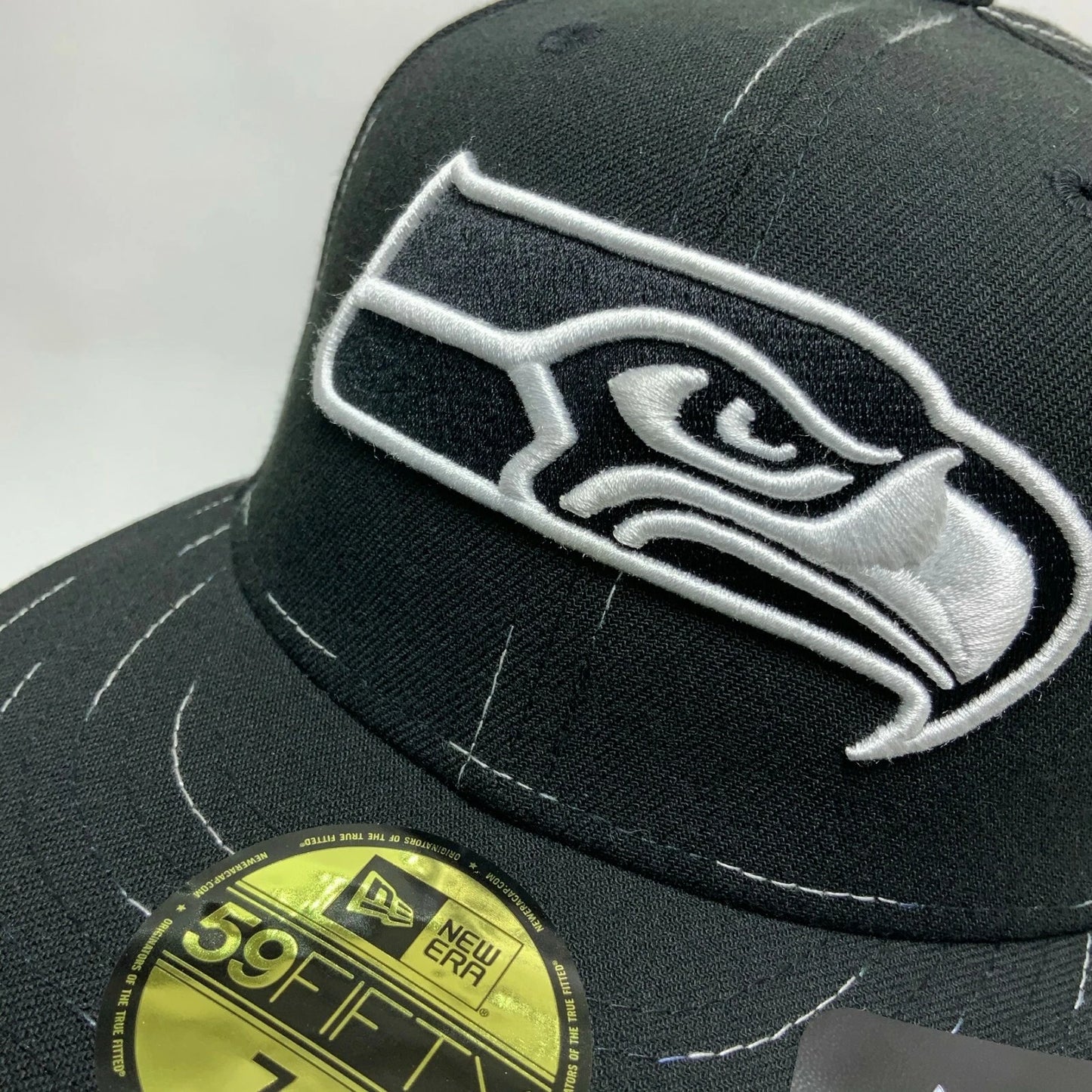 Men's New Era Cap NFL Seattle Seahawks Black White 59FIFTY Hat
