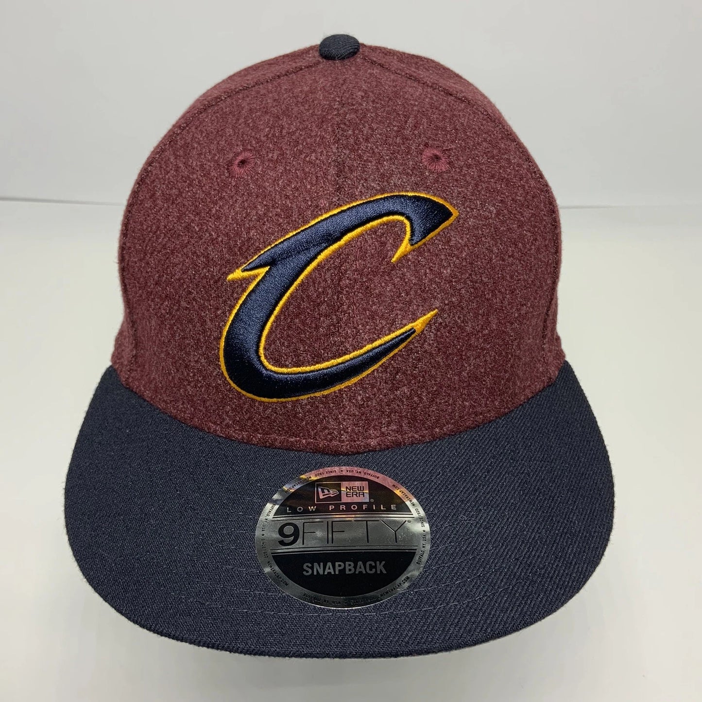Men's New Era Cap NBA Cleveland Cavaliers Maroon Navy Yellow 9FIFTY Snapback Hat