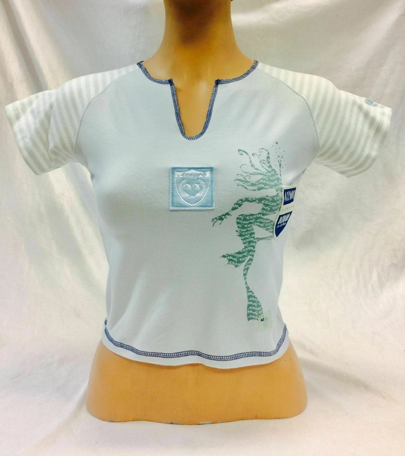 Women's Fashion Azzure Lt.Blue | White Top