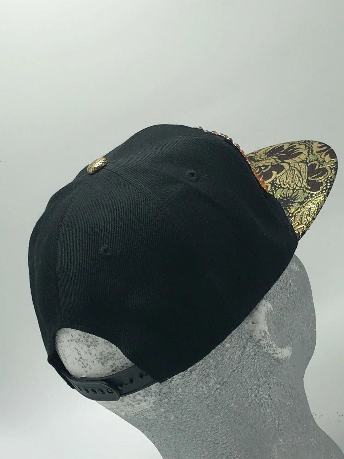 Fashion Caps EXOTIC Black | Gold | Brown Rhinestone Adjustable Flat Cap