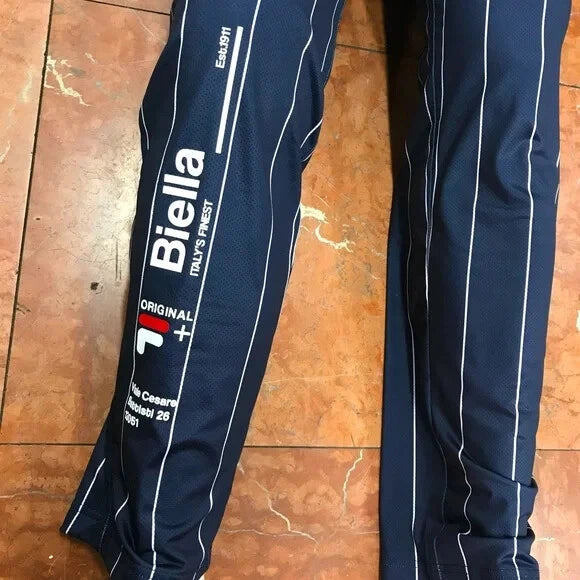Men’s Fila Mesh Navy Blue | White Pinstripe Track Pants