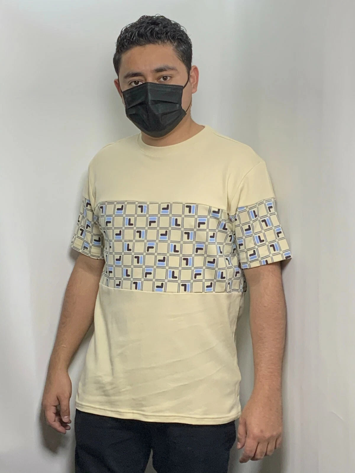 Men's Fila Lt. Yellow | Navy | Lt. Blue Short Sleeve Tee Shirt