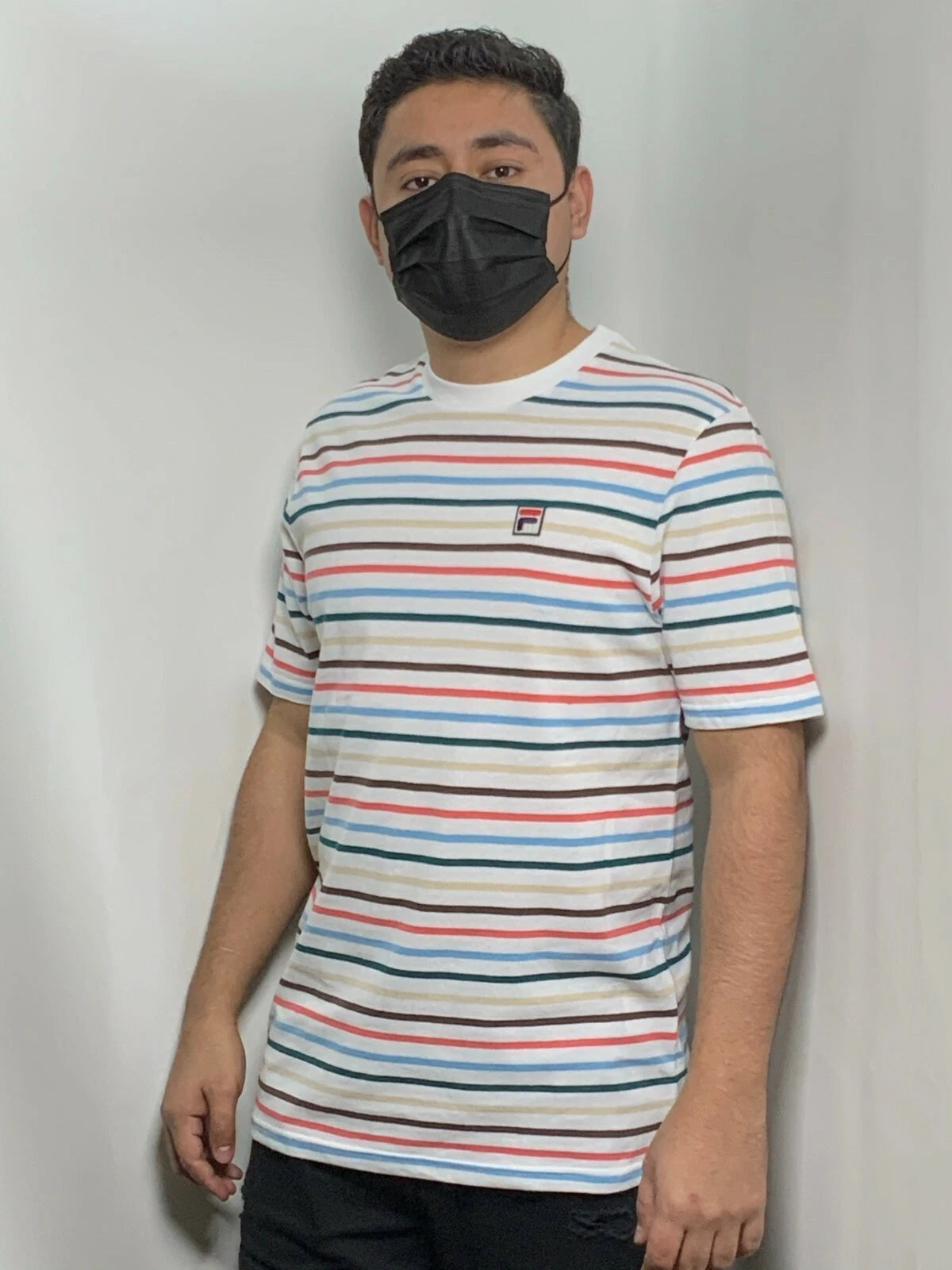 Men's Fila White | Multicolor Stripes Short Sleeve Tee Shirt