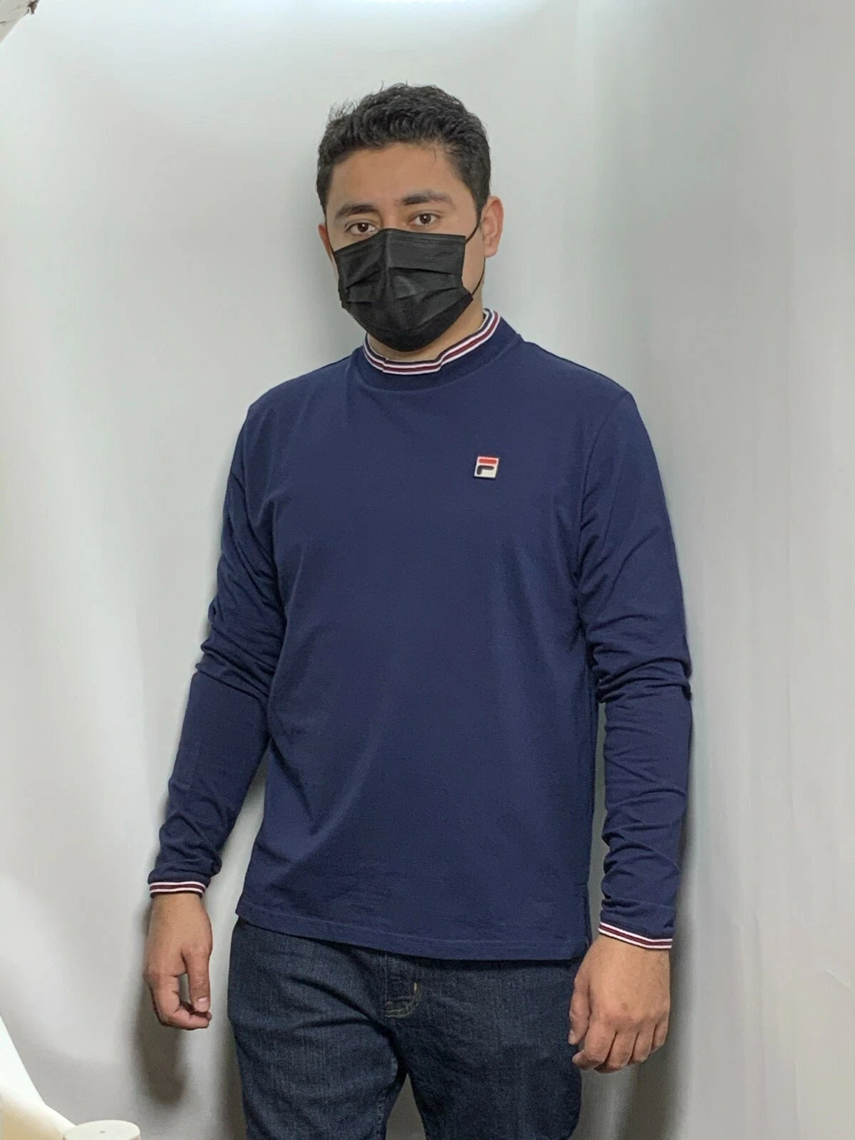 Men's Fila Navy Long Sleeve Tee Shirt