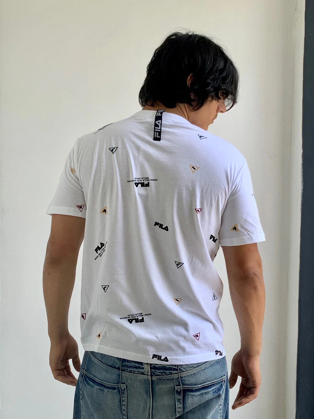 Men's Fila White All Over Short Sleeve Tee Shirt