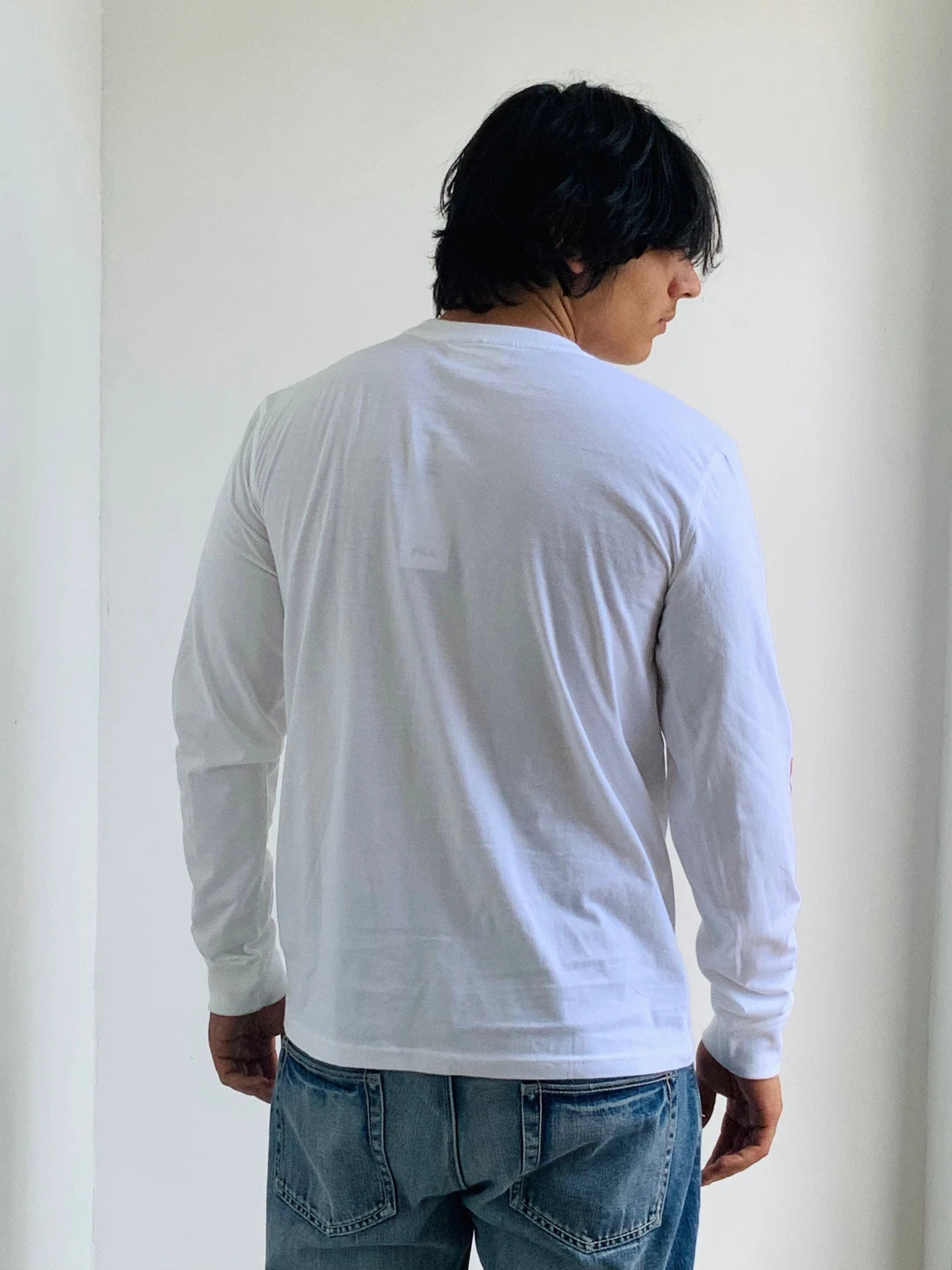 Men's Fila White Navy Red Long Sleeve Tee Shirt