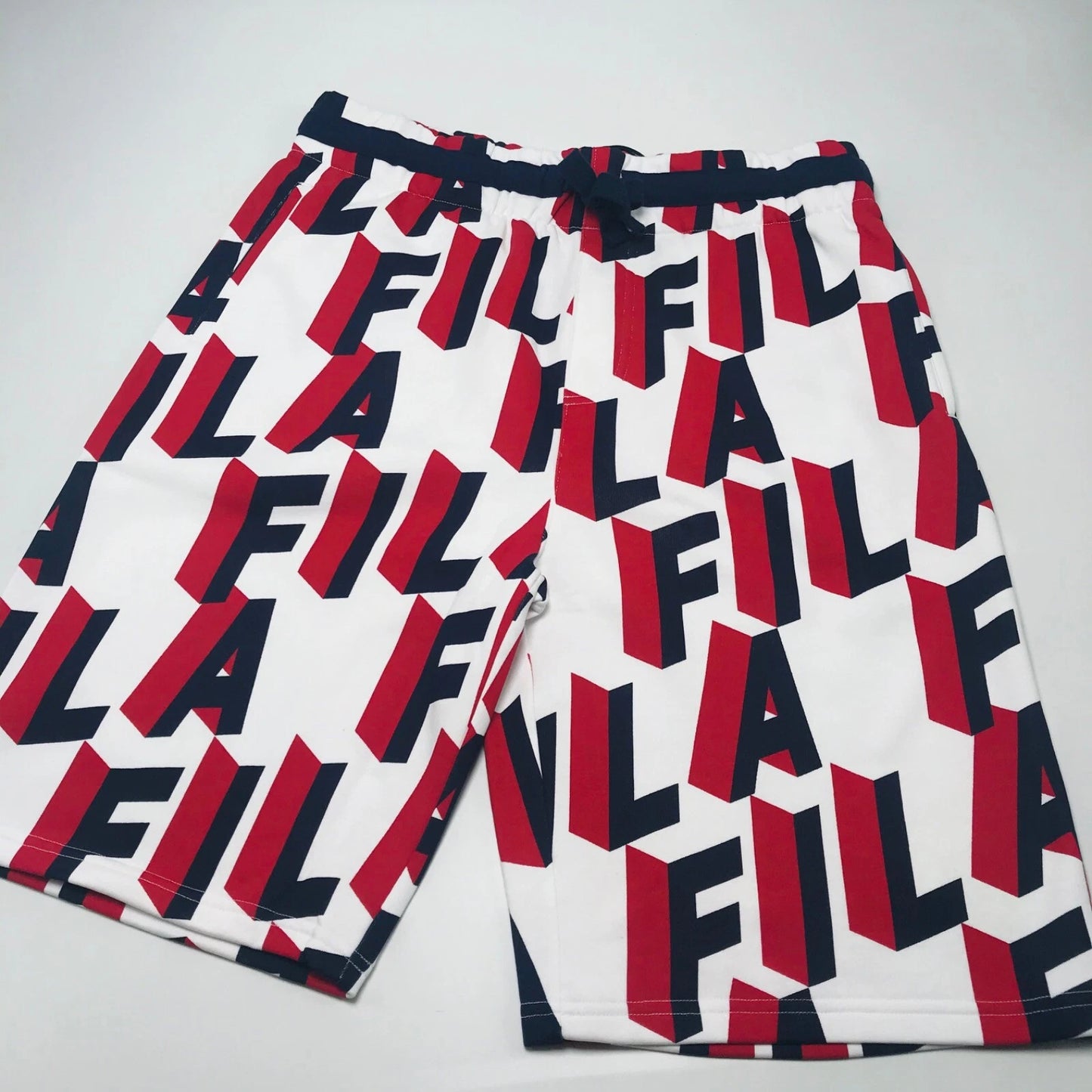 Men's Fila White | Navy | Red All Over Fleece Short