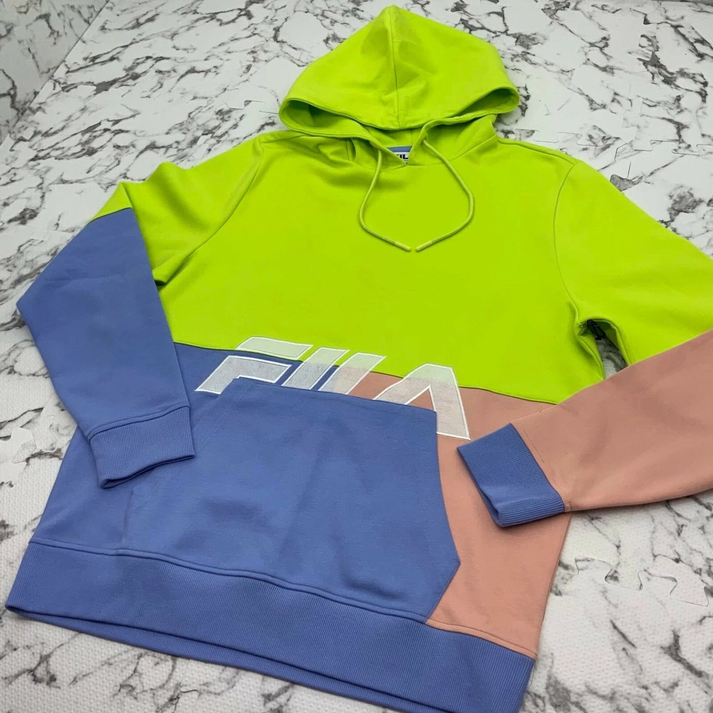 Men’s Fila Lime Green Tan Lt.Blue Pullover Hoodie Track Jacket