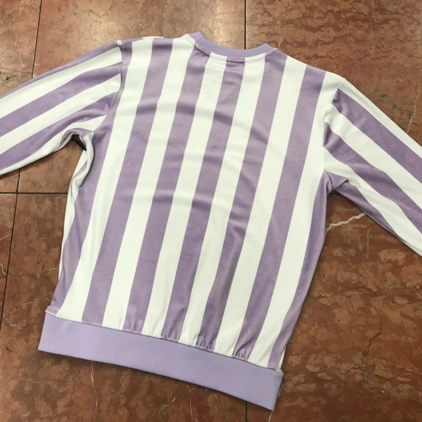 Men's Fila Lavender | White Stripes Velour Sweatshirt