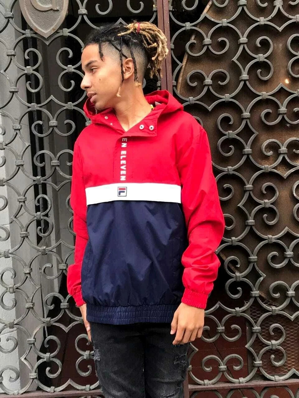 Men's Fila Red | Navy | White Crewneck Fleece Sweatshirt