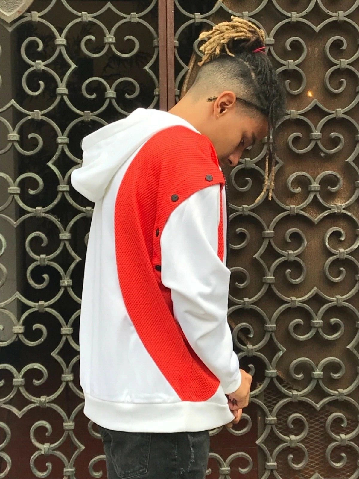 Men's White | Orange Fila Track Sleeveless Jacket