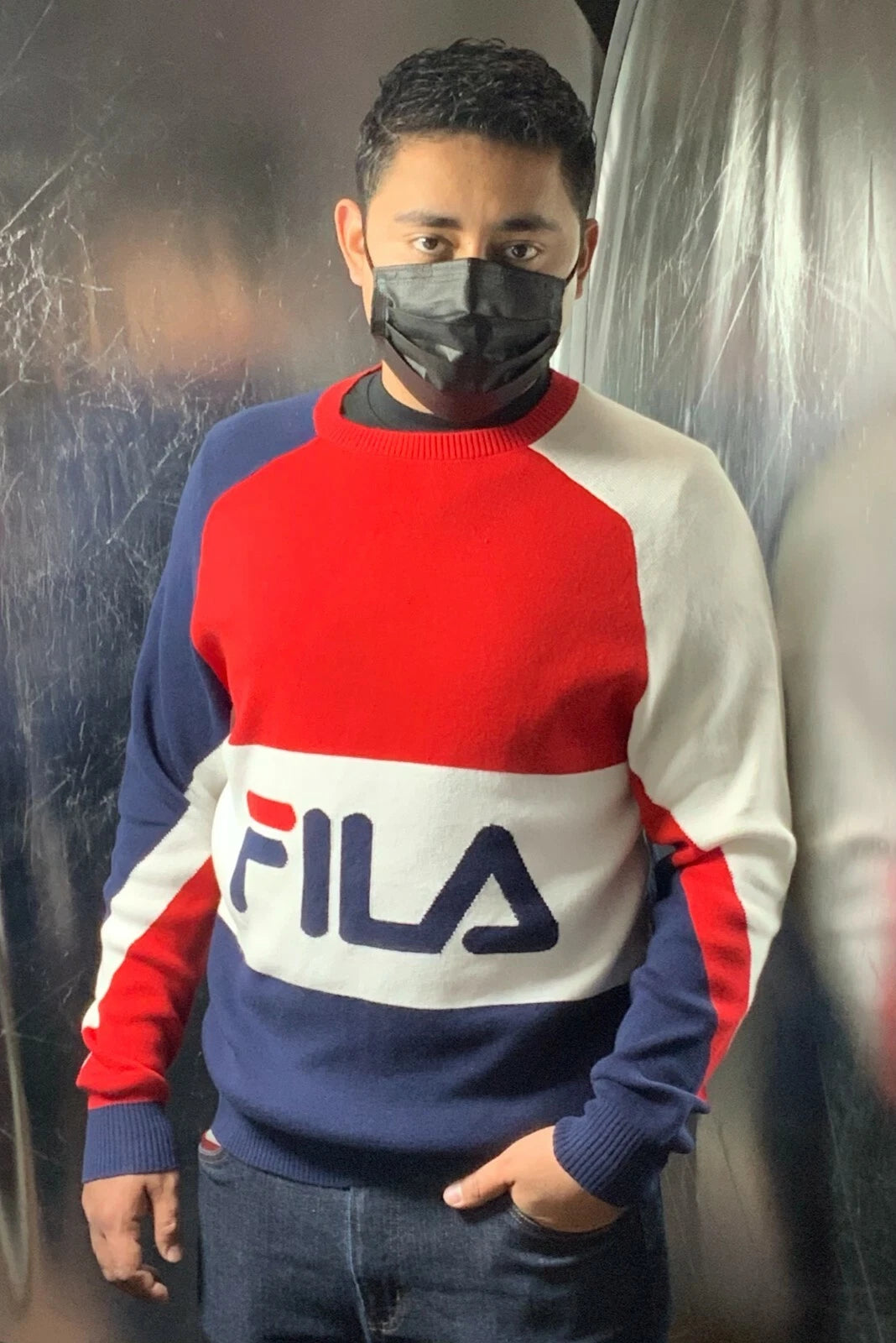 Men's Fila Red White Navy Crewneck Sweater