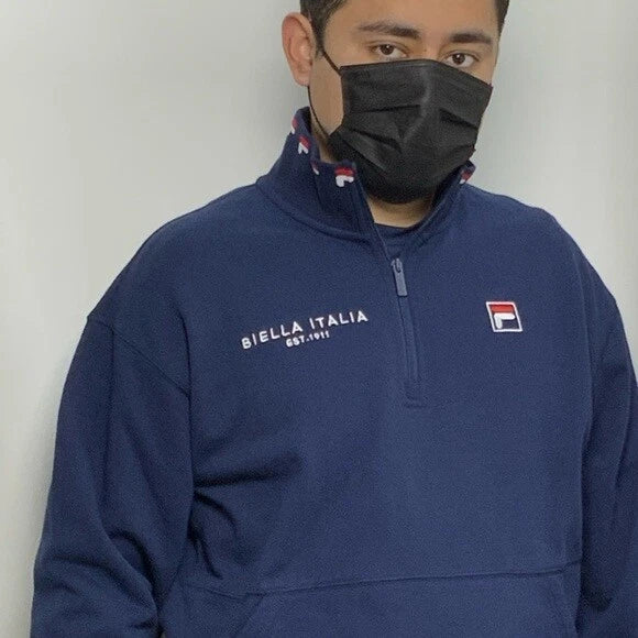 Men's Fila Navy 1/2 Zip Pullover Track Jacket