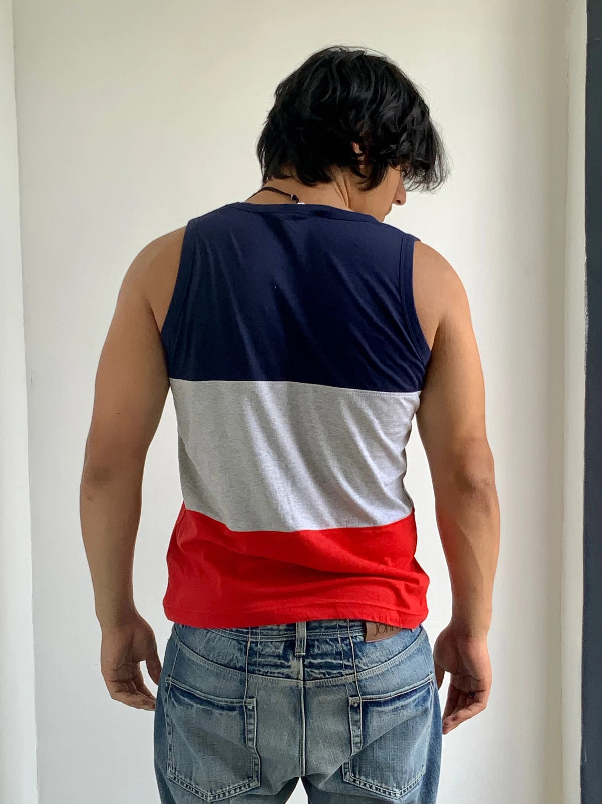 Men's Fila Navy Grey Red Tank Top Shirt