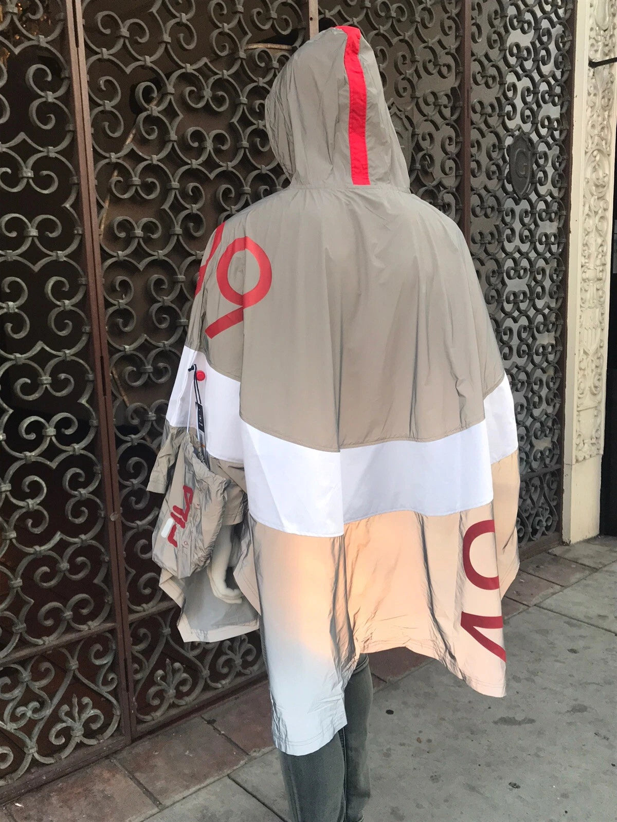 Men's Fila Grey | White Rain Poncho Coat with Carry Bag
