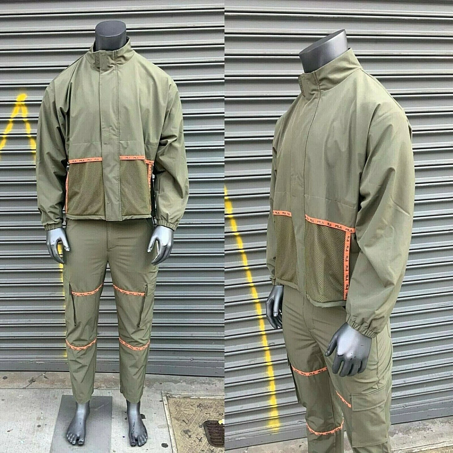 Men's Fila Olive Green | Orange Full Zip Tracksuit