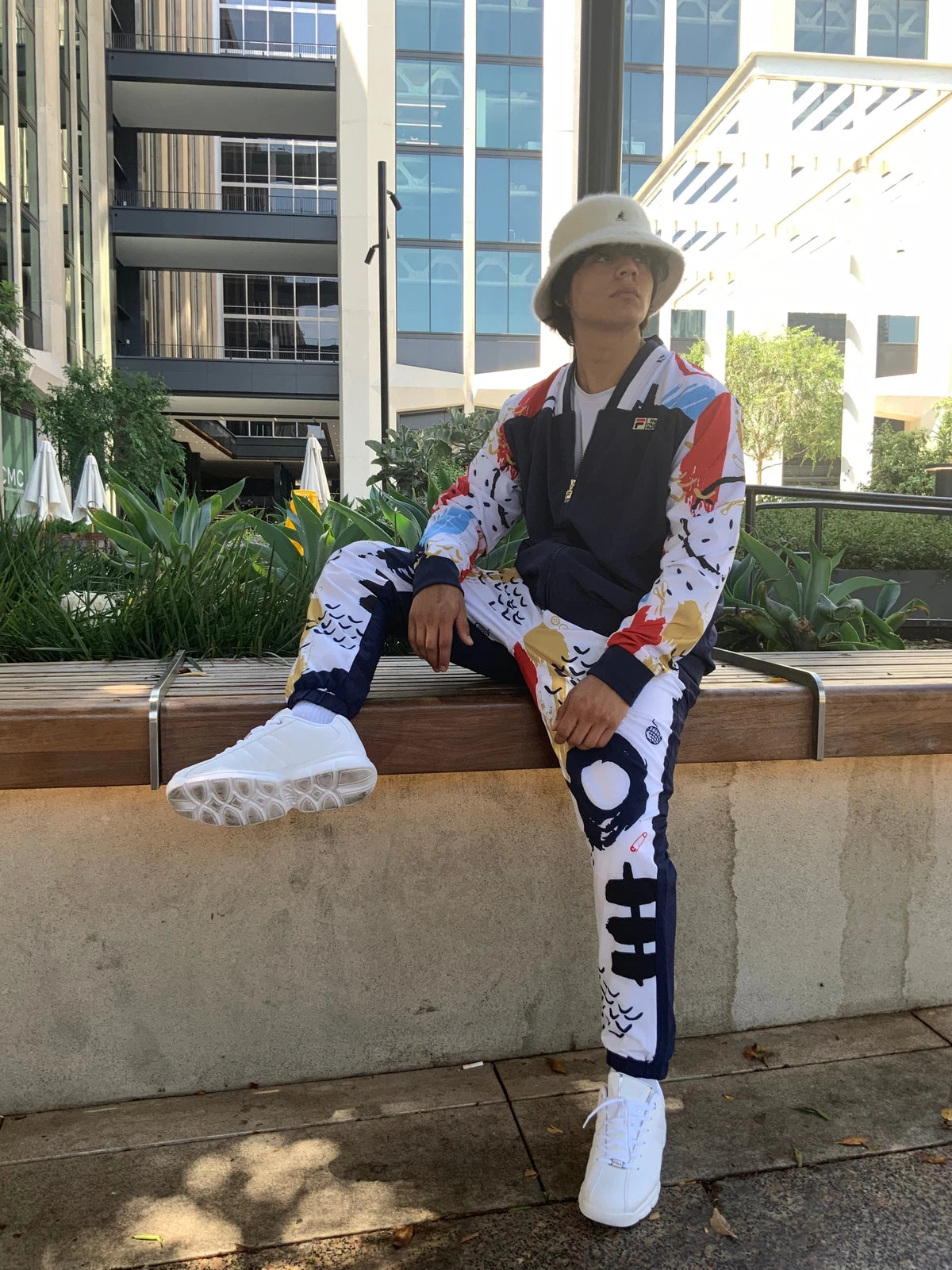 Men's Fila Navy White Museum Printed Windbreaker Tracksuit