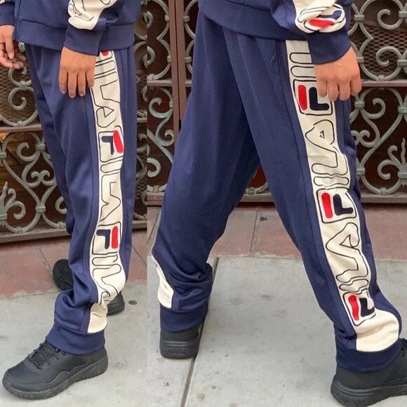 Men's Fila Navy | Cream All Over Track Pants