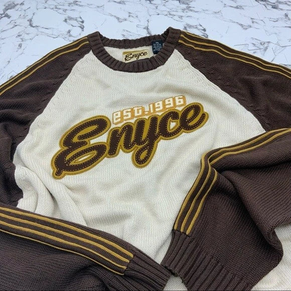 Men's Enyce Brown Cream Crewneck Sweater