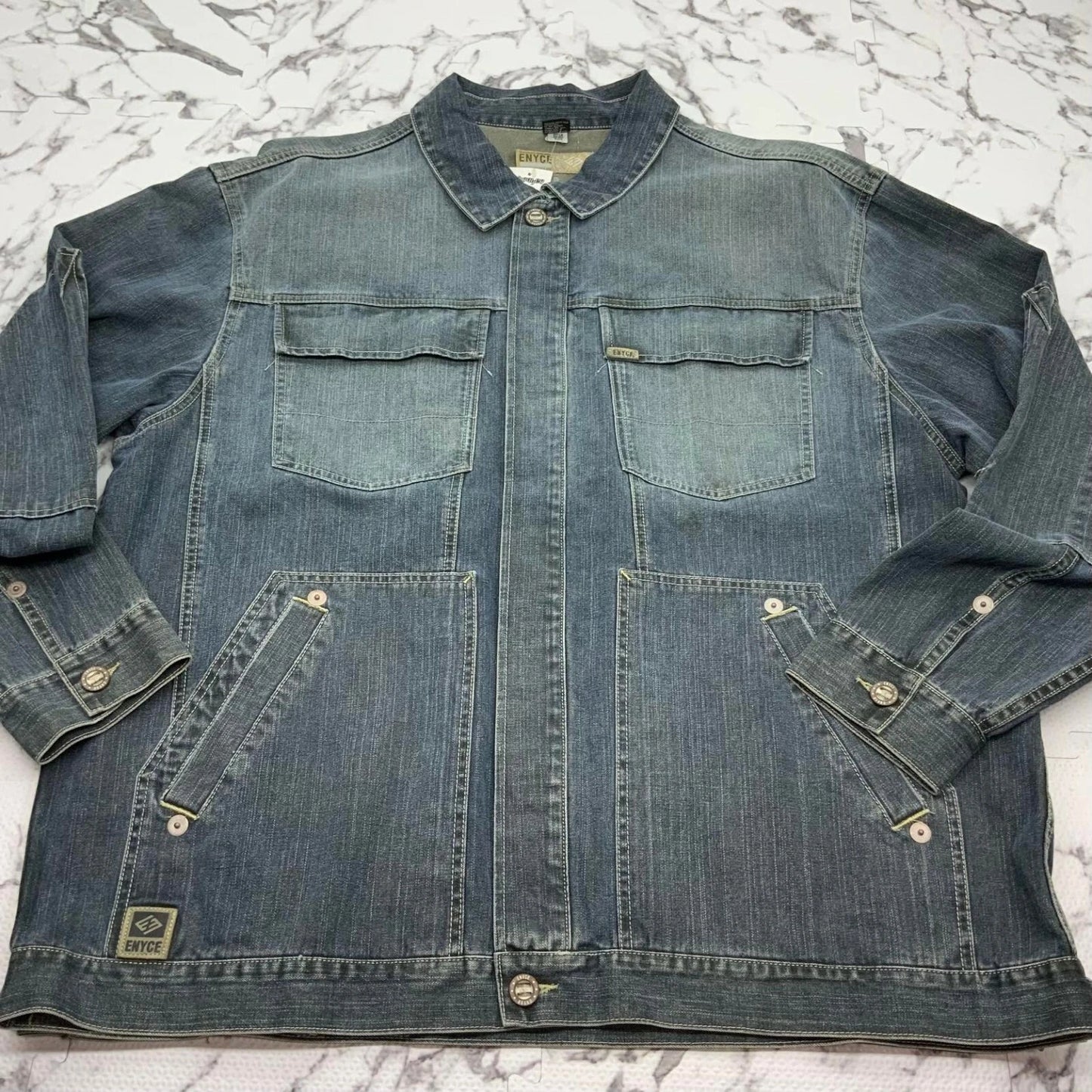 Men's Enyce Blue Dirty Vintage Casual Denim Jacket