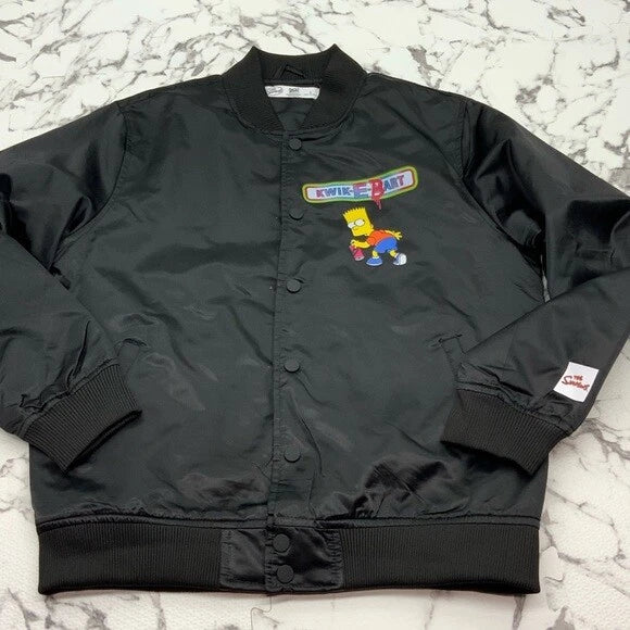 Men's Black Kwik-E-Bart Lightweight Satin Jacket