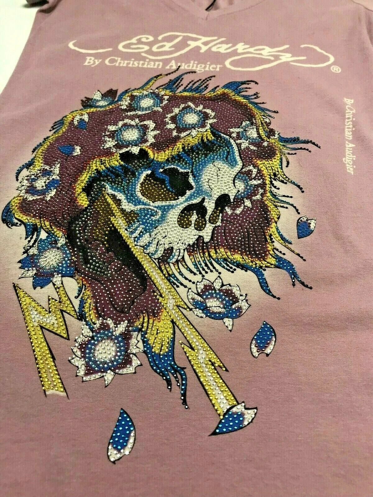 Women's Ed Hardy Eggplant Medusa tee Shirt