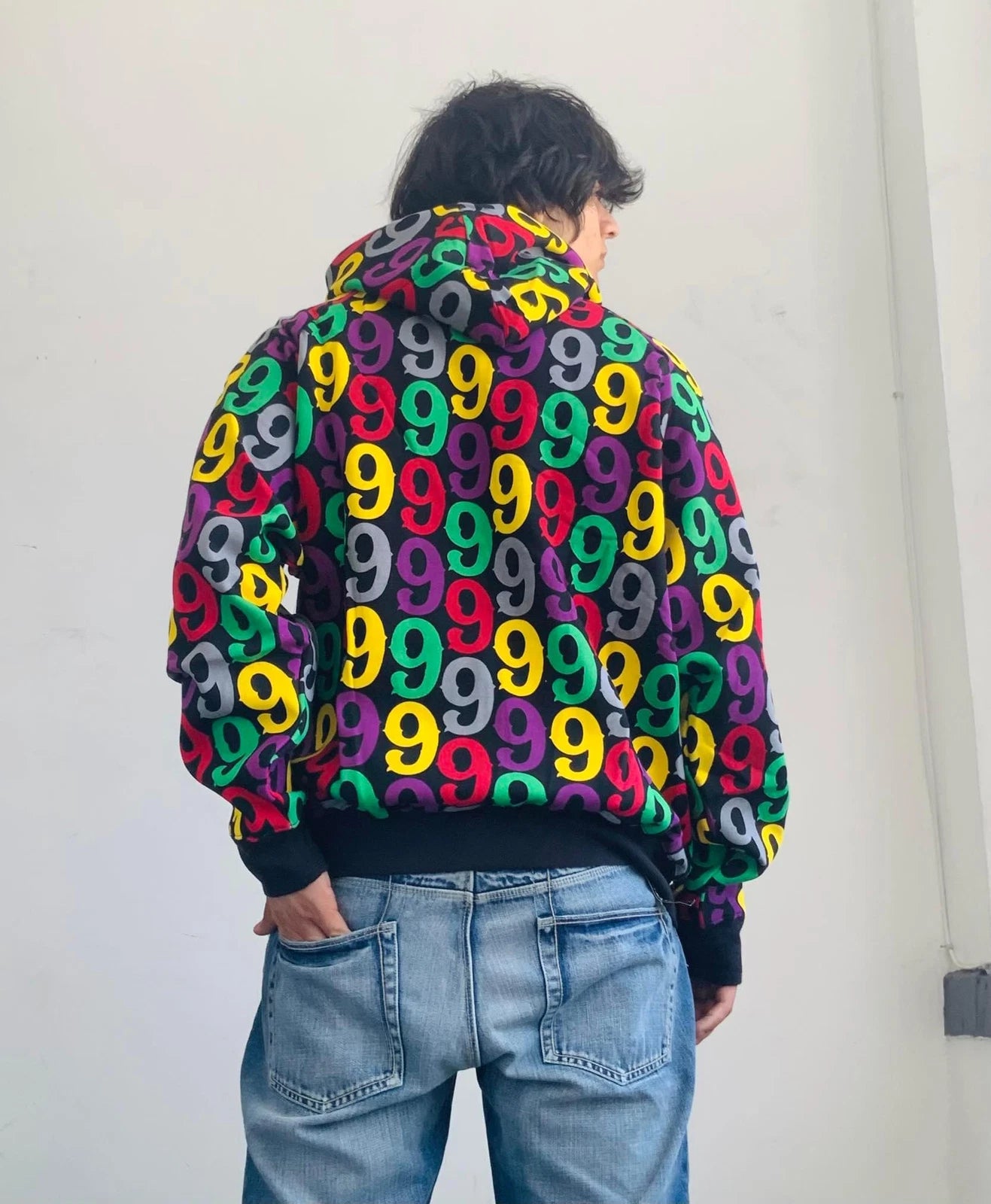 Men's Gino Green Global Black | Multicolor All Over Hoodie