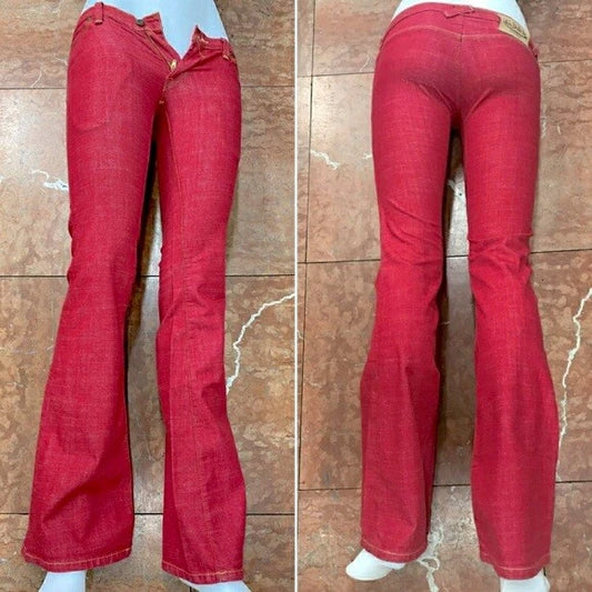 Women's Von Dutch Red Fashion Denim Pants