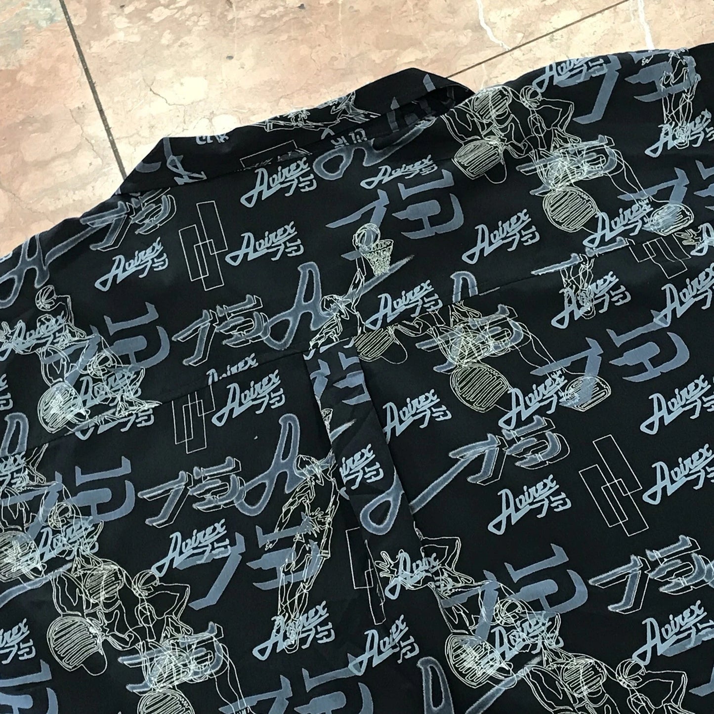 Men's Avirex Black | Grey All Over Short Sleeve Button Down Shirt