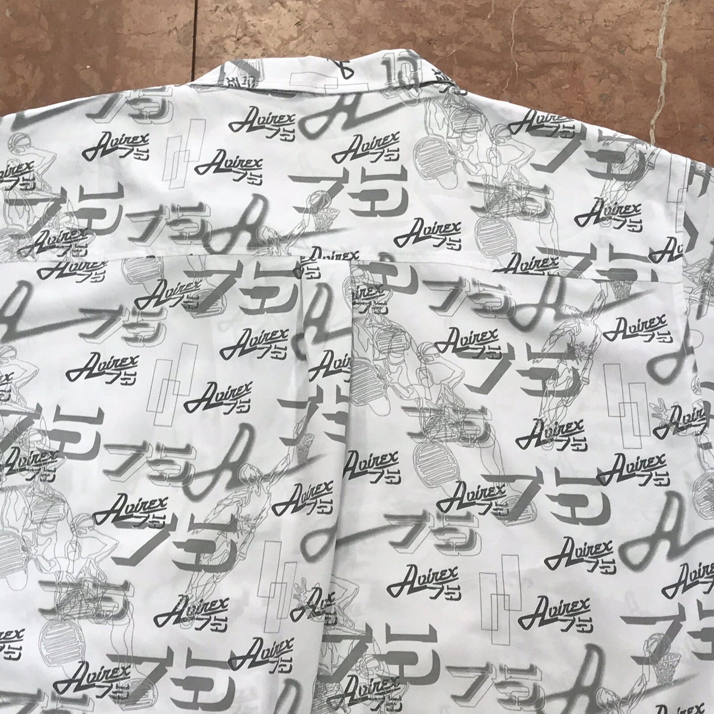 Men's Avirex White | Grey All Over Short Sleeve Button Down Shirt