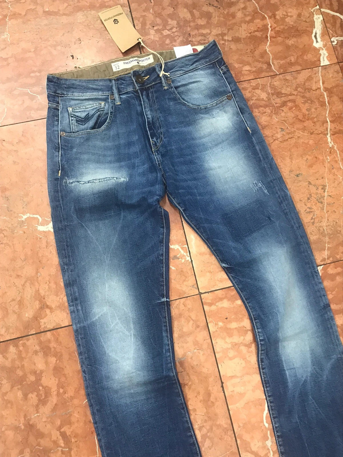 Men's Freeman T. Porter Blue Washed Fashion Denim Pants