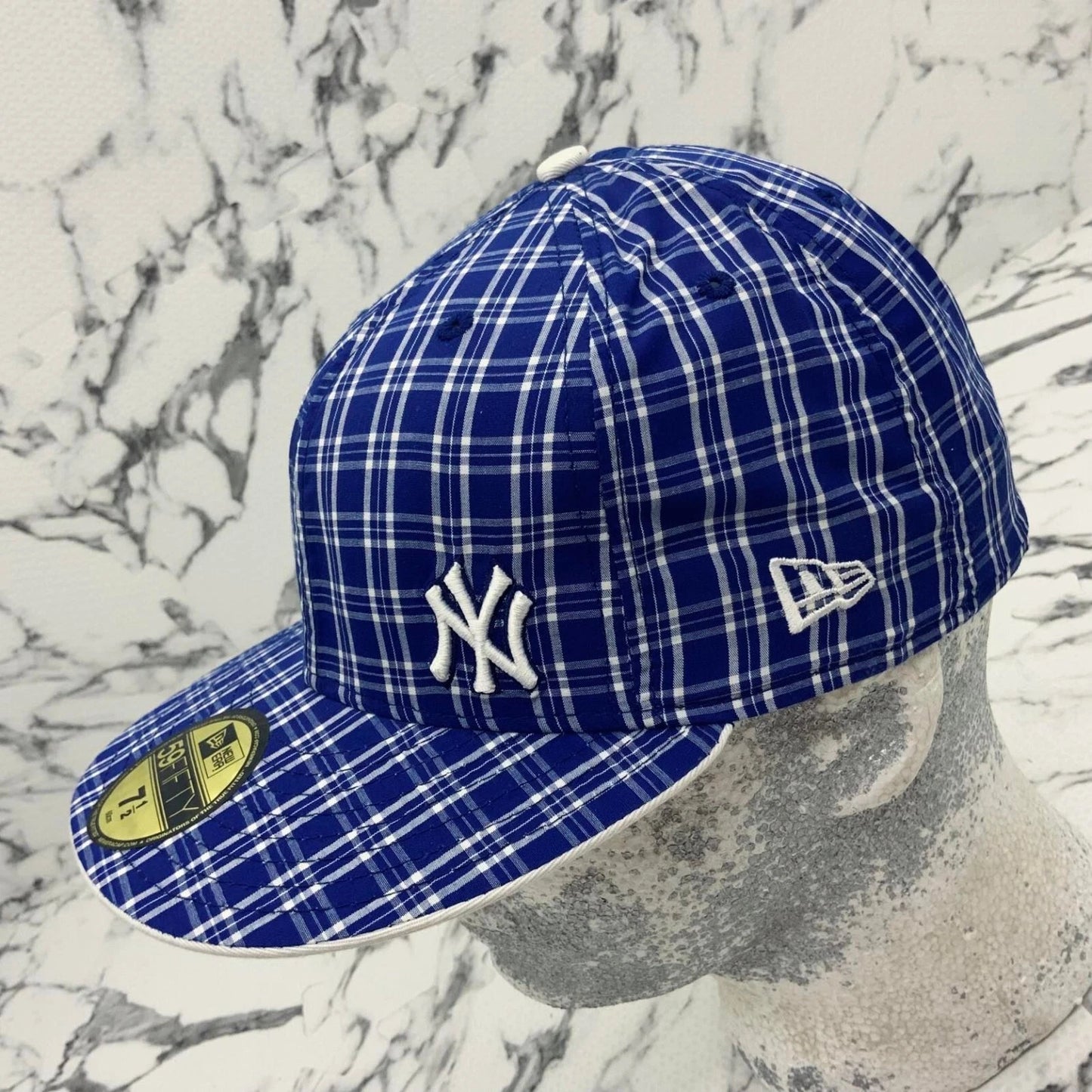 New Era Cap MLB NY Yankees Royal Blue | White Plaid 59FIFTY Hat
