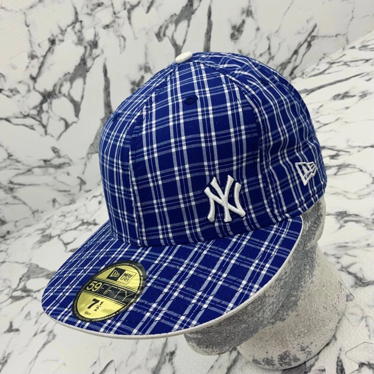 New Era Cap MLB NY Yankees Royal Blue | White Plaid 59FIFTY Hat