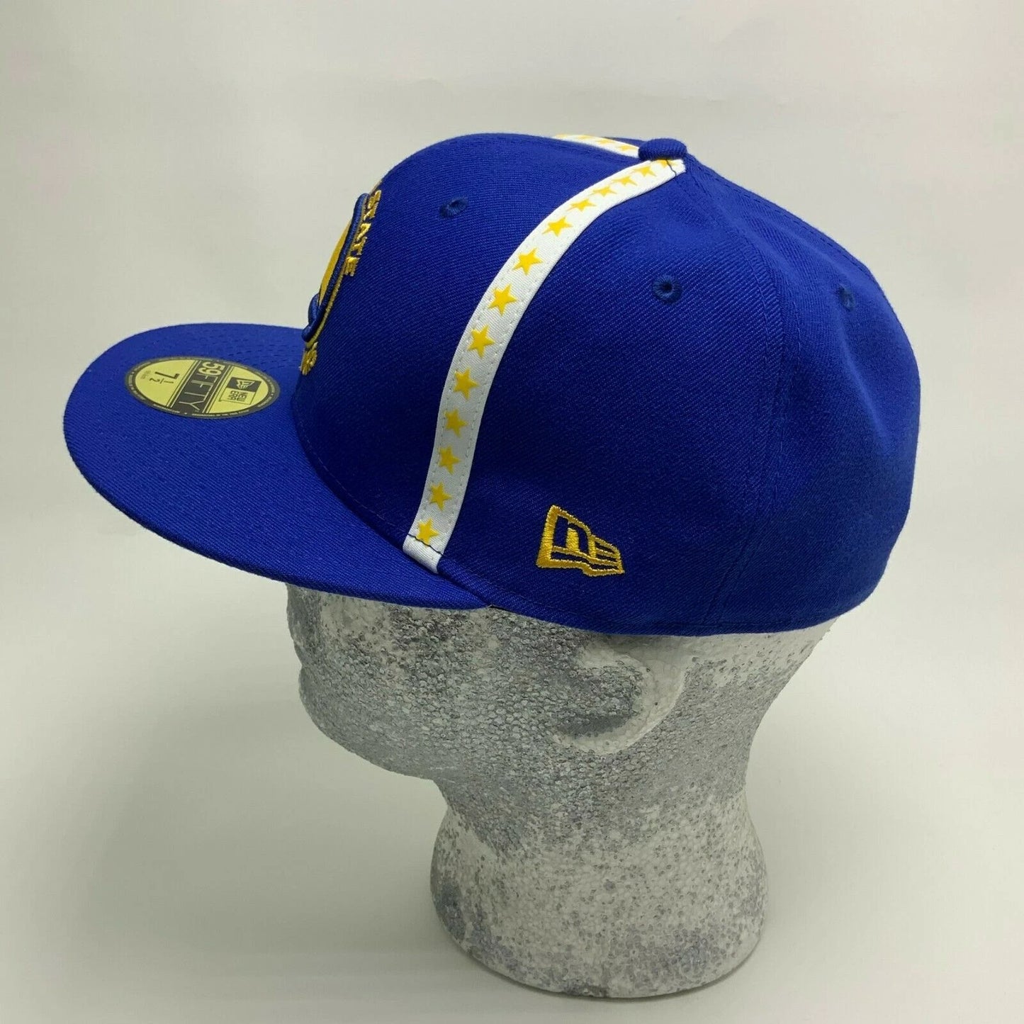 Men's New Era Cap Royal Blue Yellow White Pipping Golden State Warriors 59FIFTY