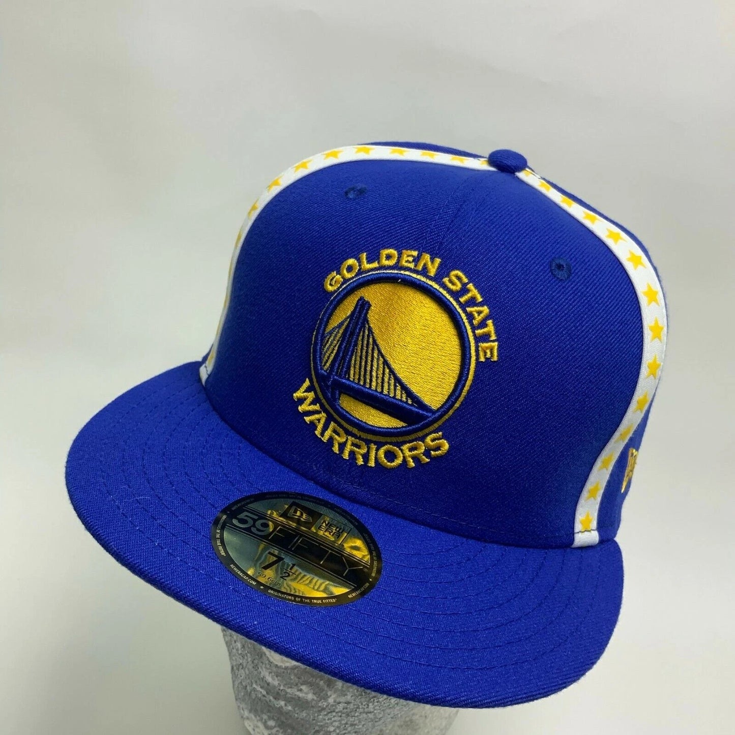 Men's New Era Cap Royal Blue Yellow White Pipping Golden State Warriors 59FIFTY
