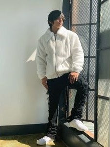 Men's Manzini White Faux Fur Fuzzy Winter Casual Coat NWT