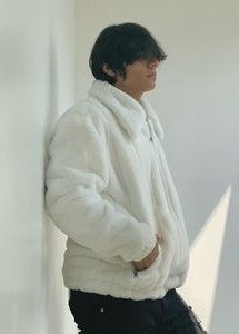 Men's Manzini White Faux Fur Fuzzy Winter Casual Coat NWT