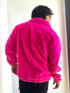 Men's Manzini Hot Pink Faux Fur Fuzzy Casual Coat NWT